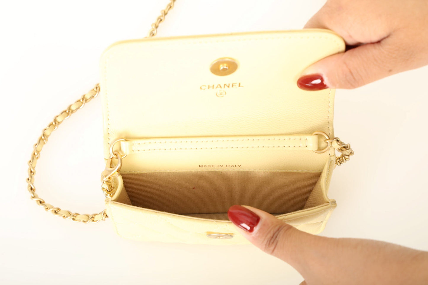 Chanel 2020 Lambskin Pearl Crush Cardholder on Chain