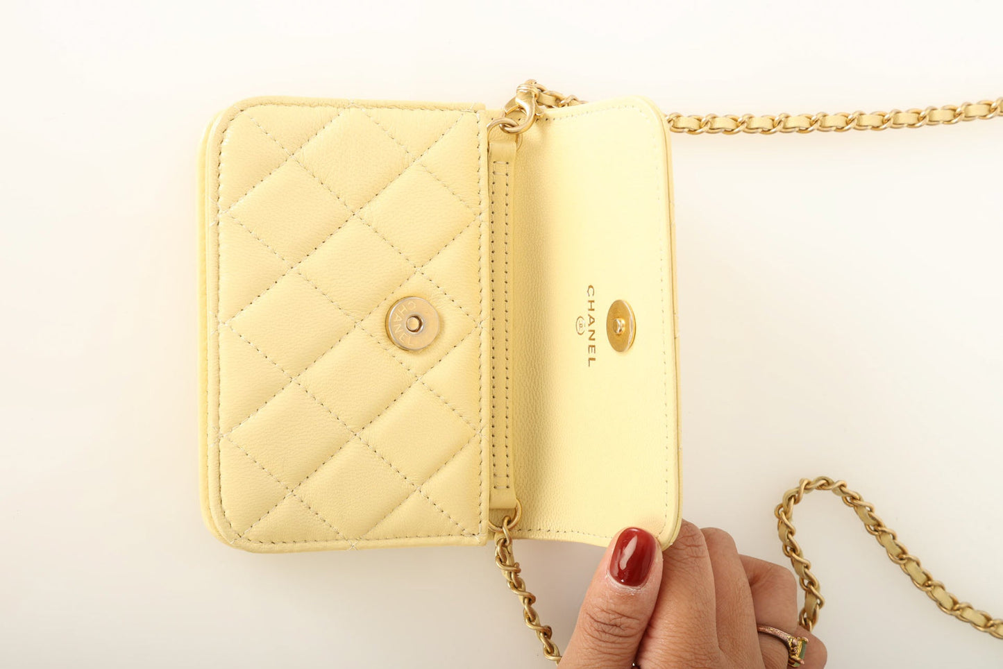 Chanel 2020 Lambskin Pearl Crush Cardholder on Chain