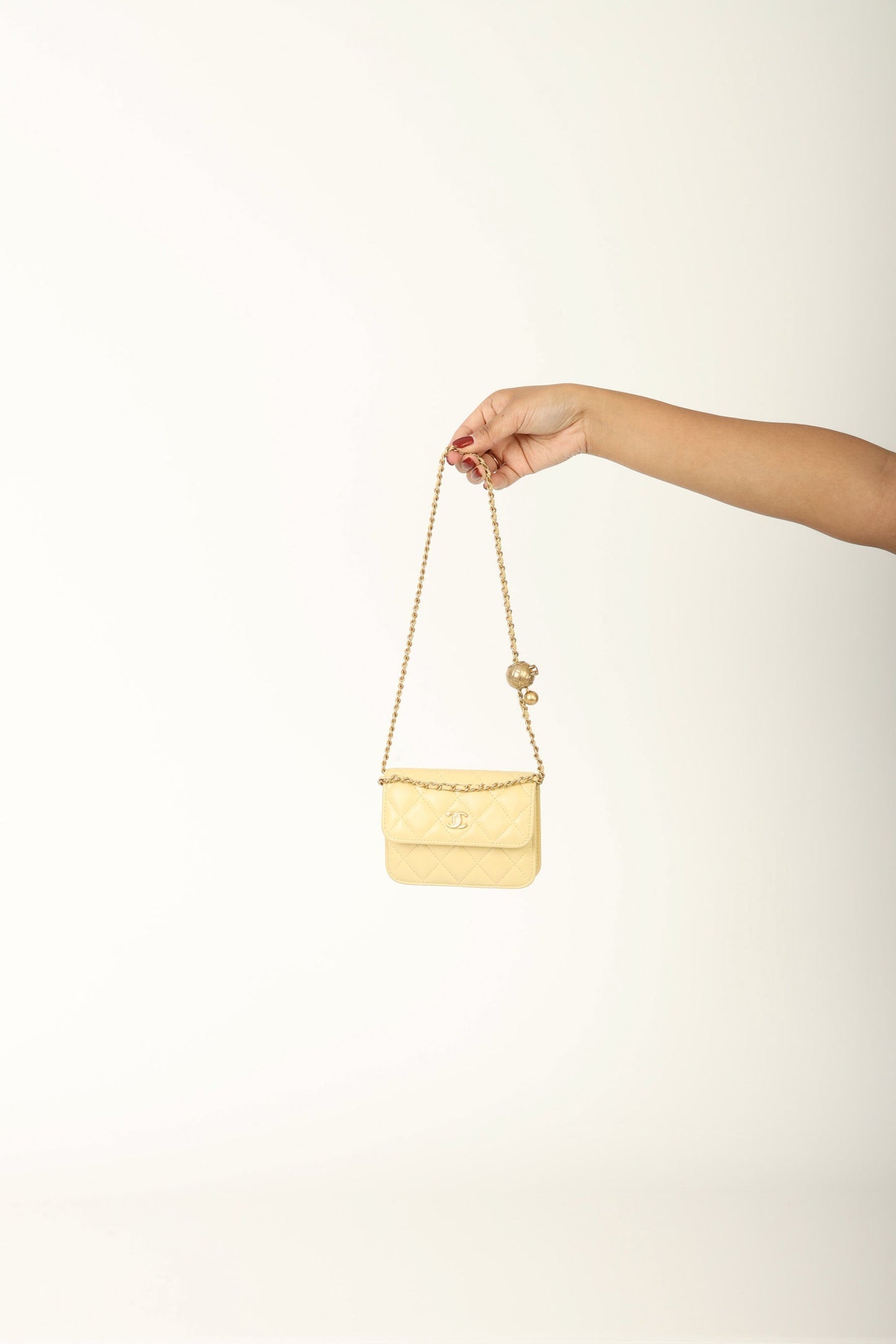 Chanel 2020 Lambskin Pearl Crush Cardholder on Chain