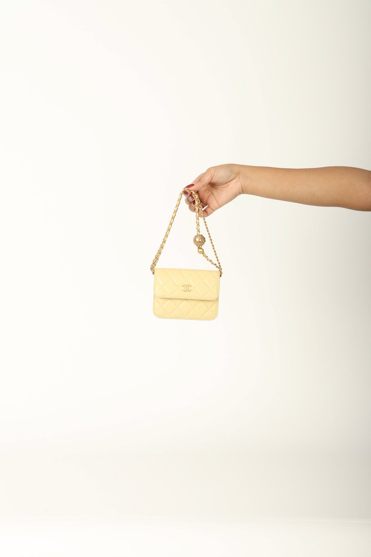 Chanel 2020 Lambskin Pearl Crush Cardholder on Chain