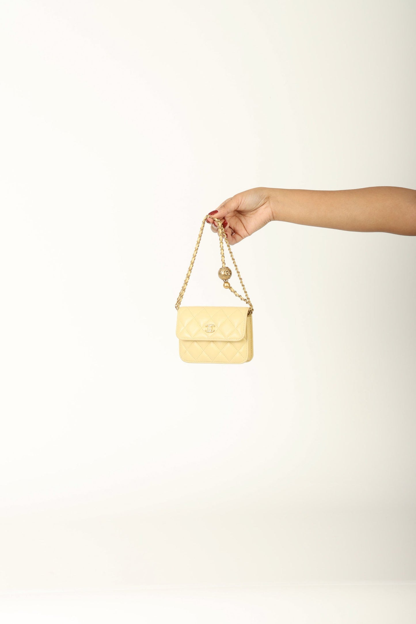 Chanel 2020 Lambskin Pearl Crush Cardholder on Chain
