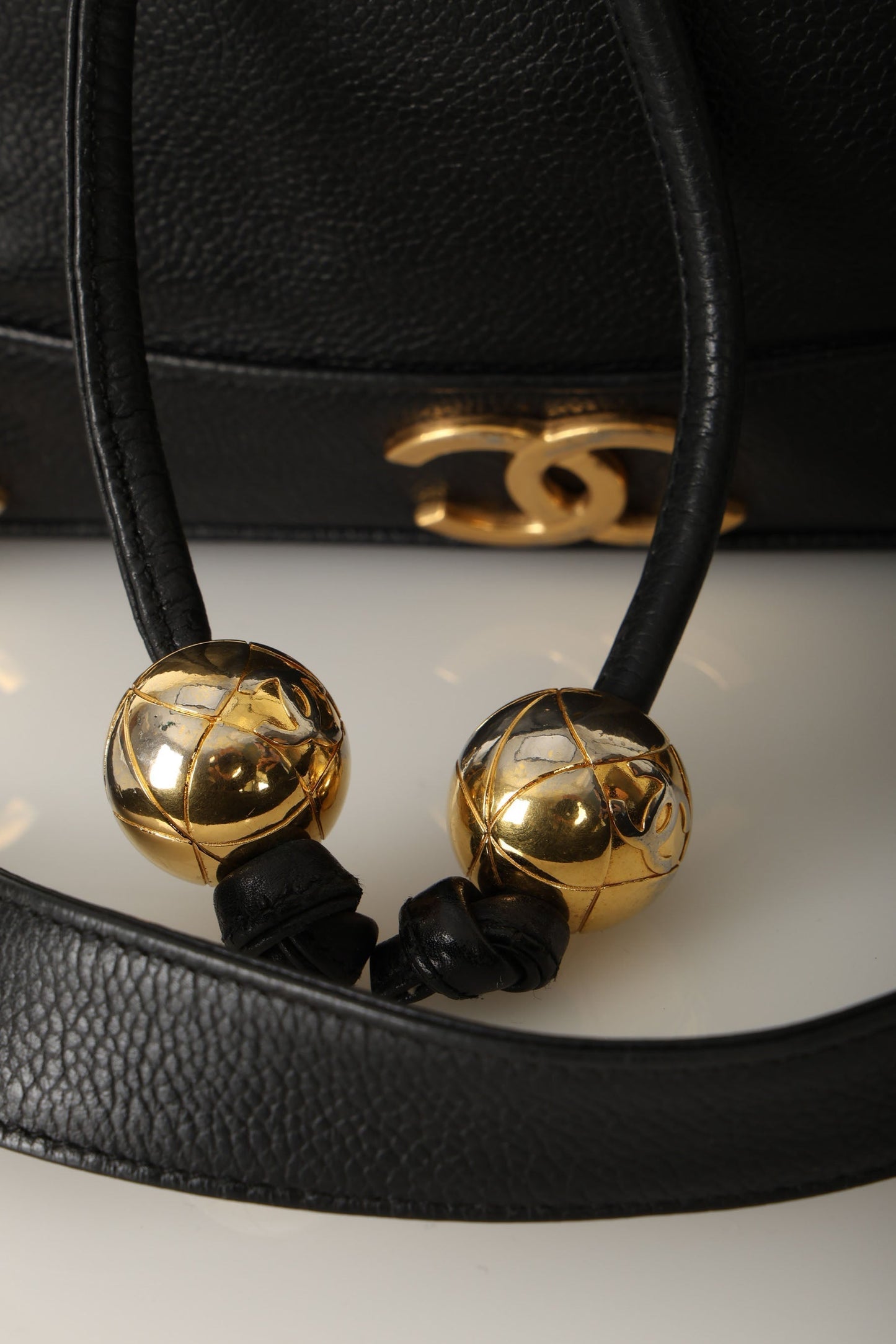Chanel 1991 Caviar Triple CC Bucket Bag w/ Pouch
