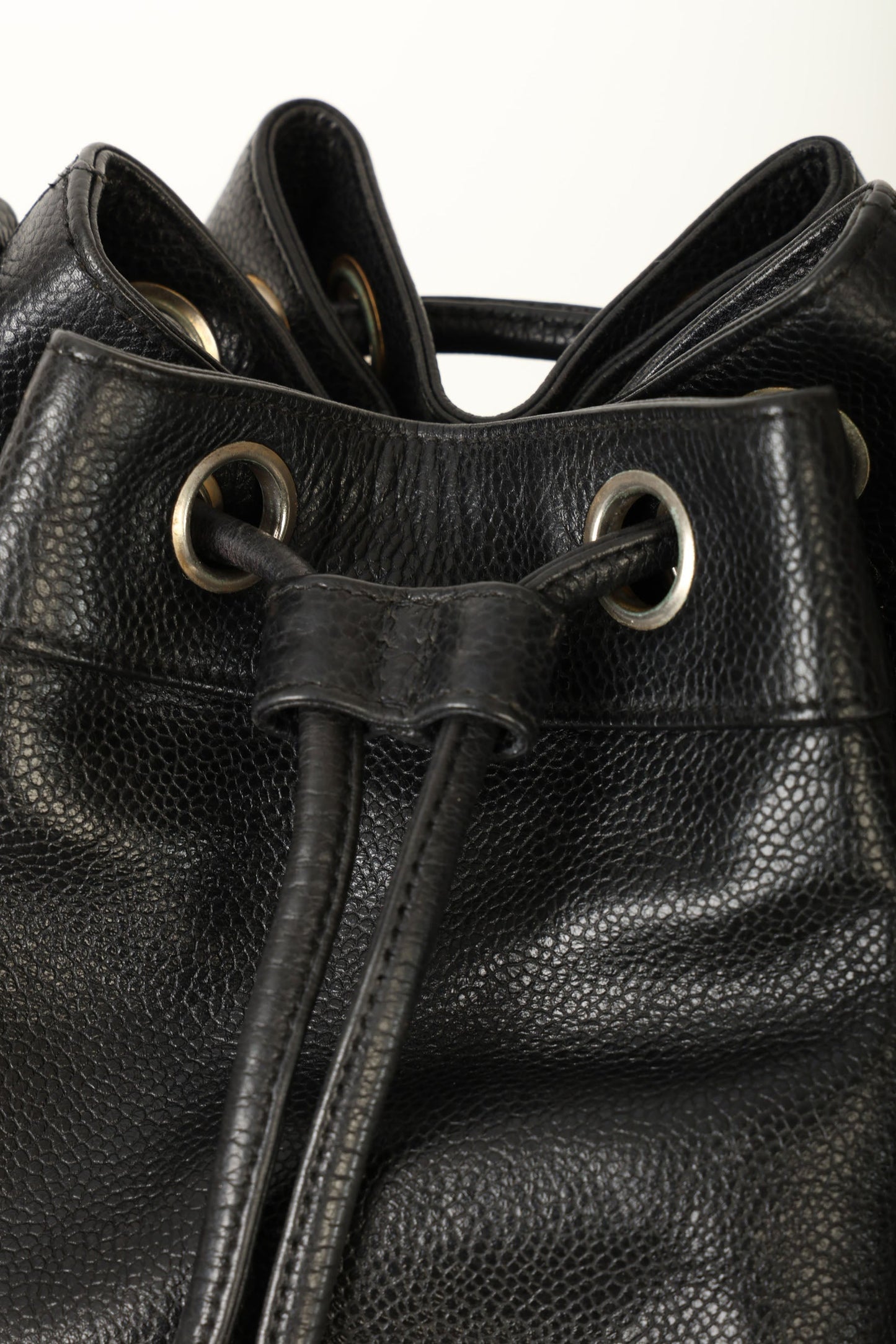 Chanel 1991 Caviar Triple CC Bucket Bag w/ Pouch