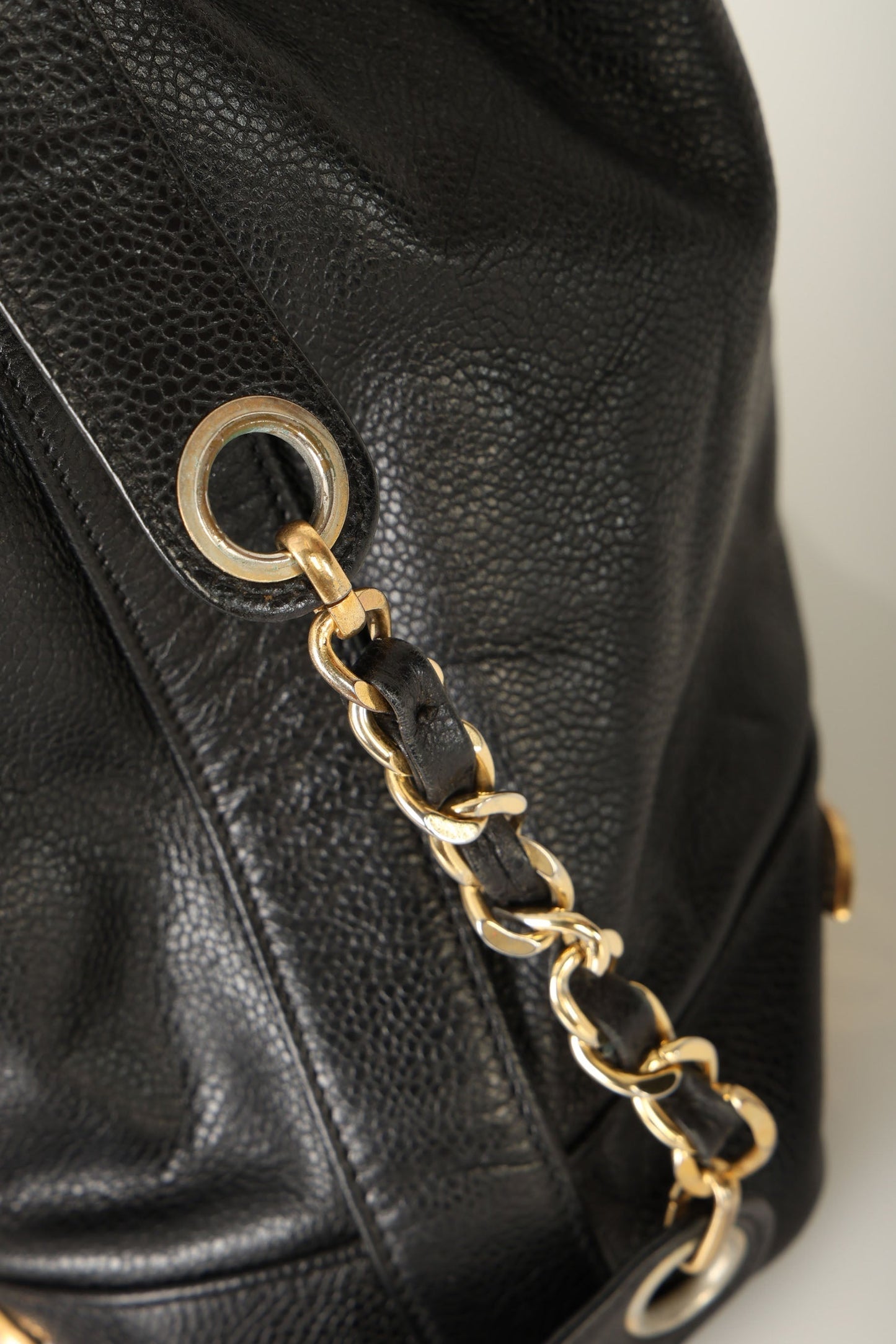 Chanel 1991 Caviar Triple CC Bucket Bag w/ Pouch