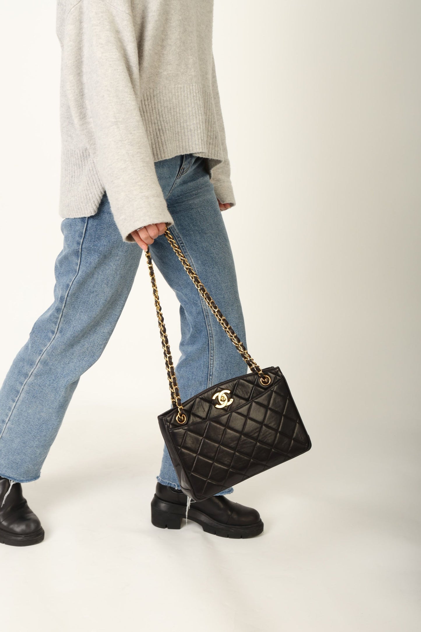 Chanel 1994 Lambskin Turnlock Tote