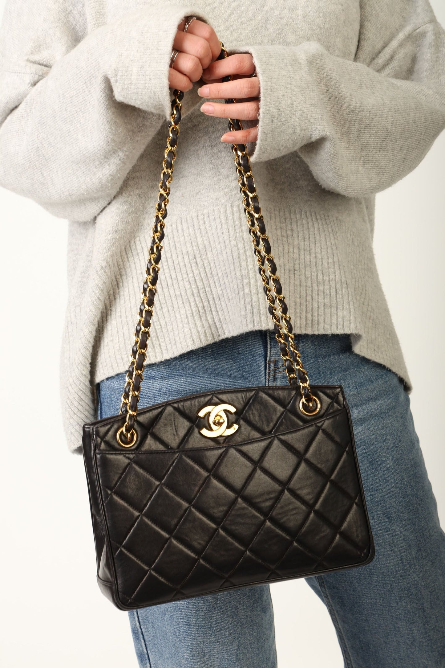 Chanel 1994 Lambskin Turnlock Tote