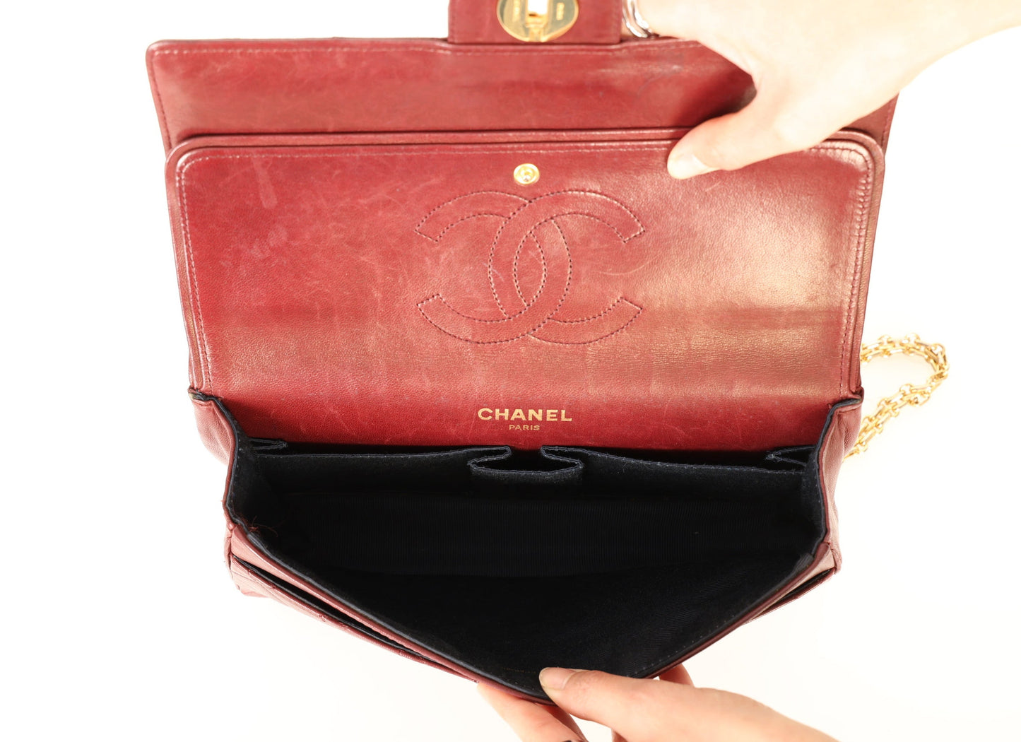 Chanel 1989 Red Lambskin Re-Issue Double Flap