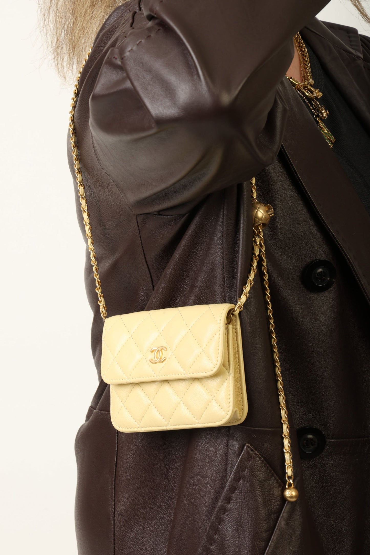 Chanel 2020 Lambskin Pearl Crush Cardholder on Chain