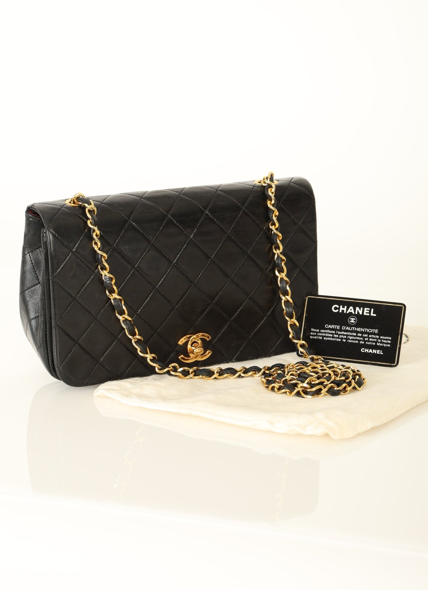 Chanel 1989 Lambskin Turnlock Medium Full Flap