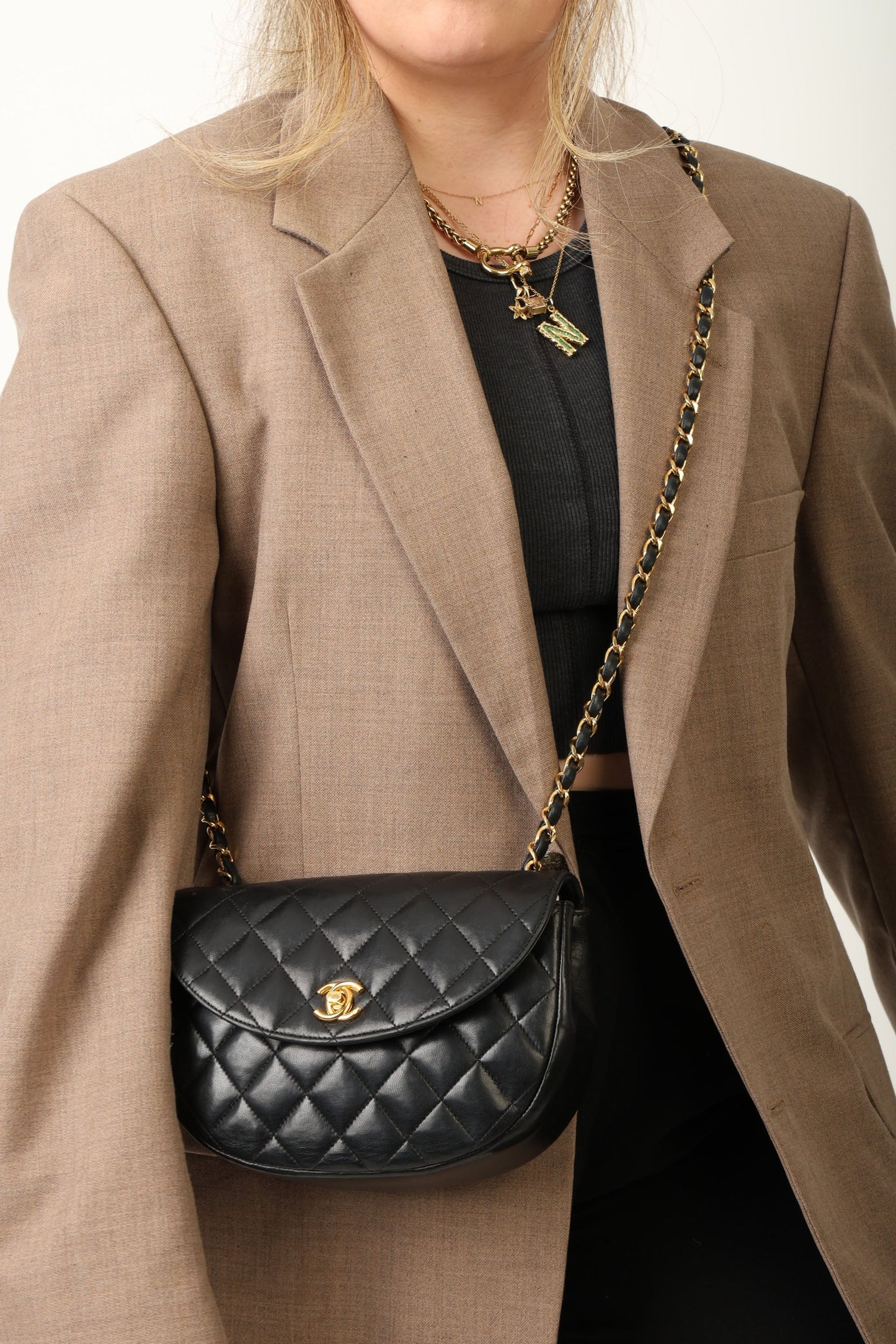 Chanel 1996 Lambskin Crescent Flap Bag