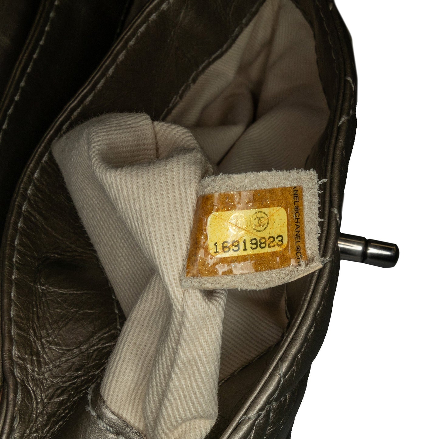 Chanel Sac Mini Quilted Metallic Calfskin Lady Pearly Flap