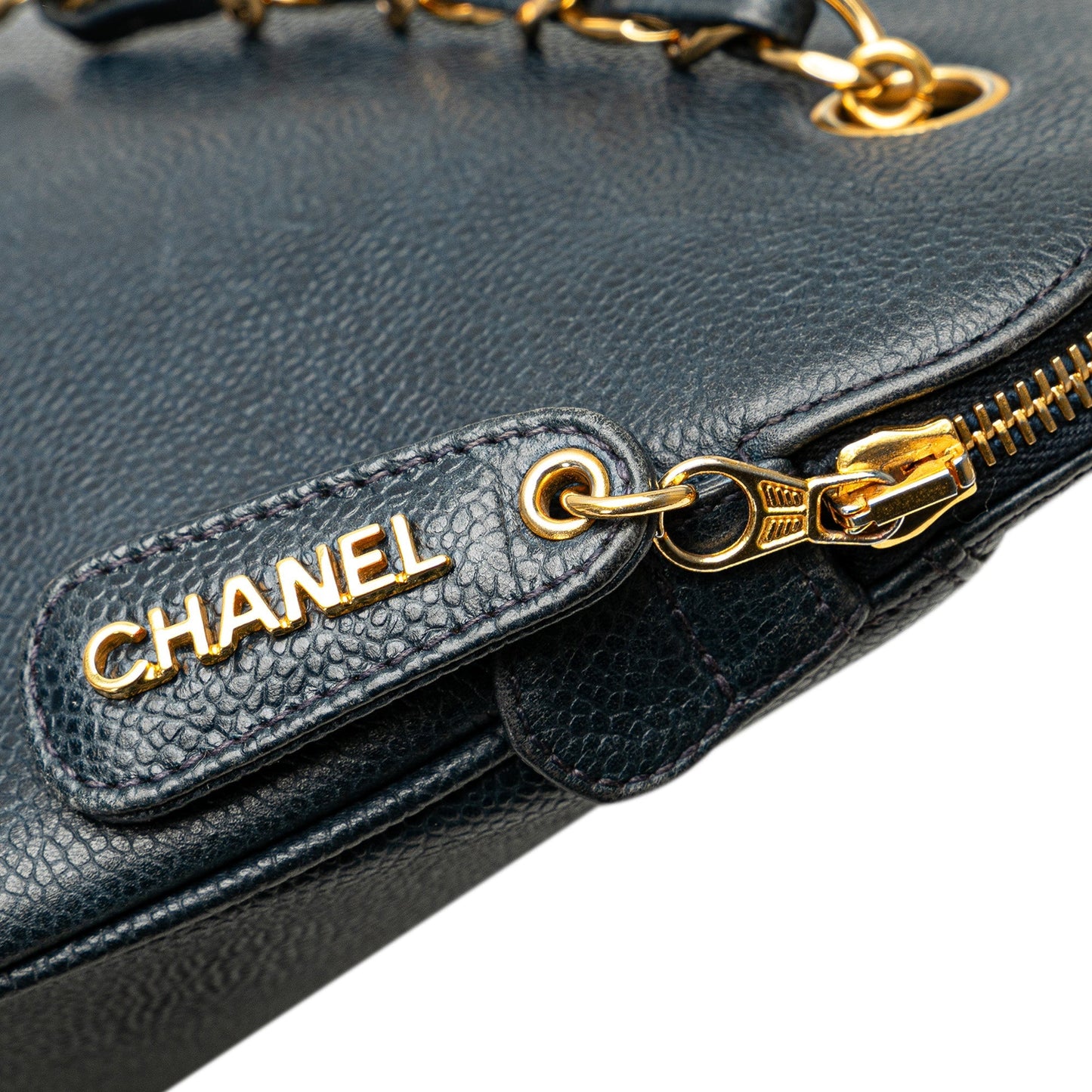 Blue Chanel Caviar Chain Tote