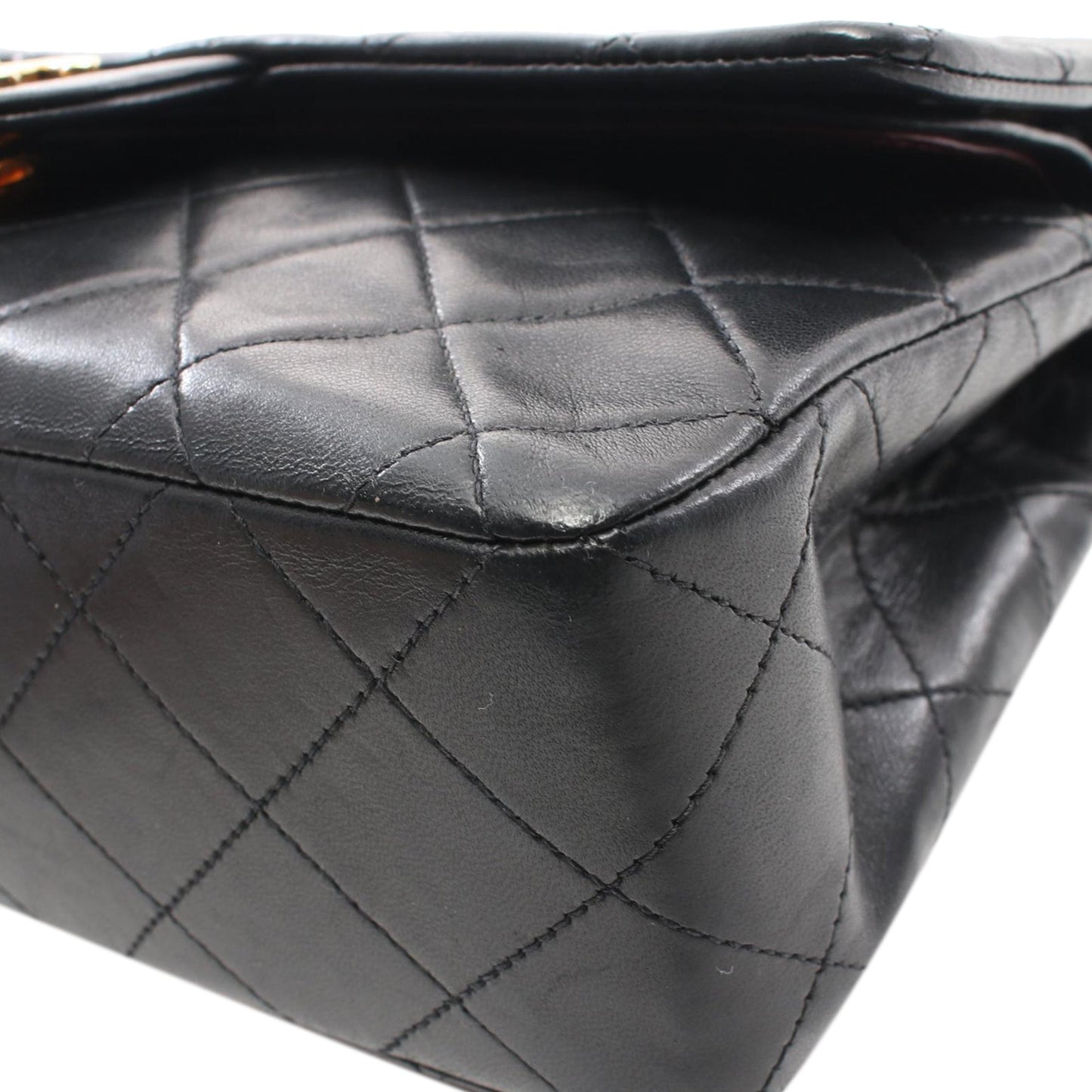 Black Chanel Small Classic Lambskin Double Flap Shoulder Bag