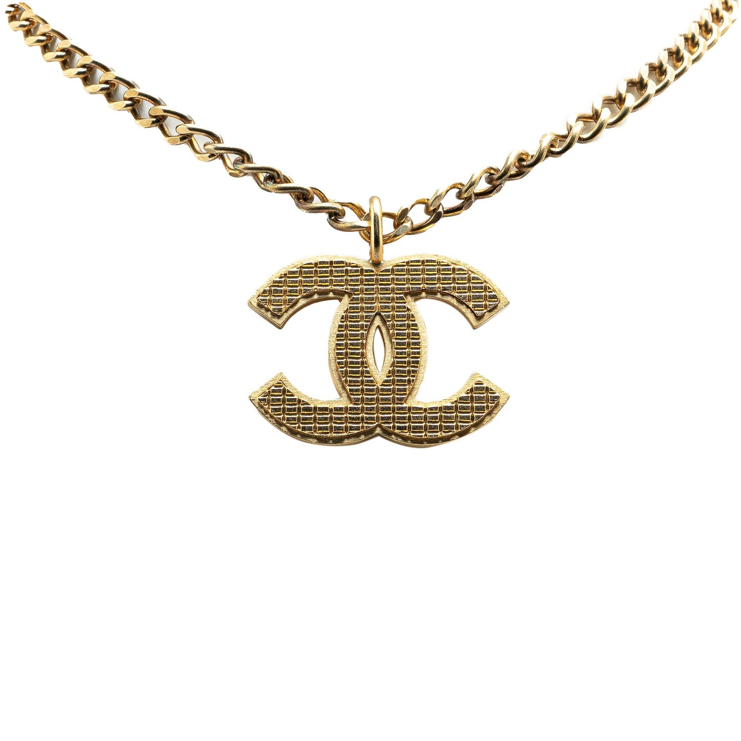 Gold Chanel Gold Plated CC Pendant Necklace