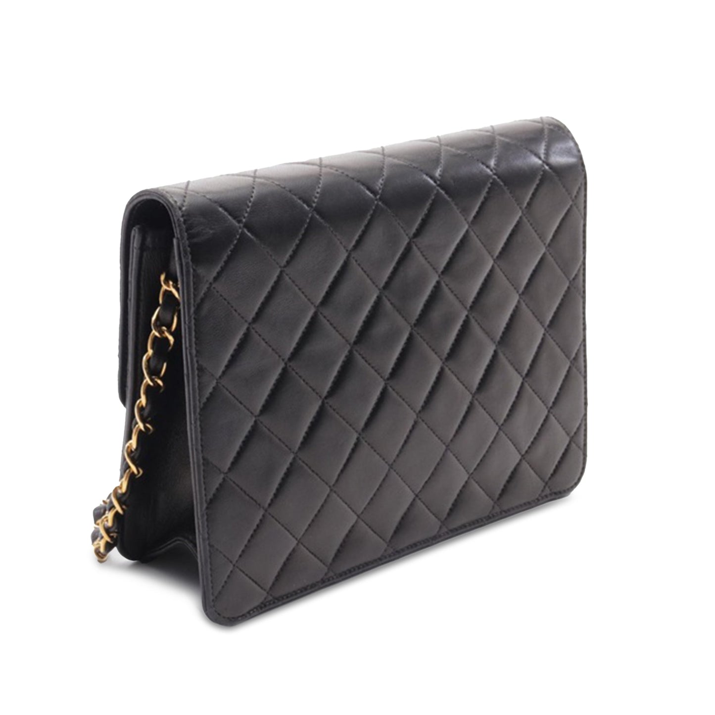 Black Chanel Quilted Lambskin Single Flap Shoulder Bag
