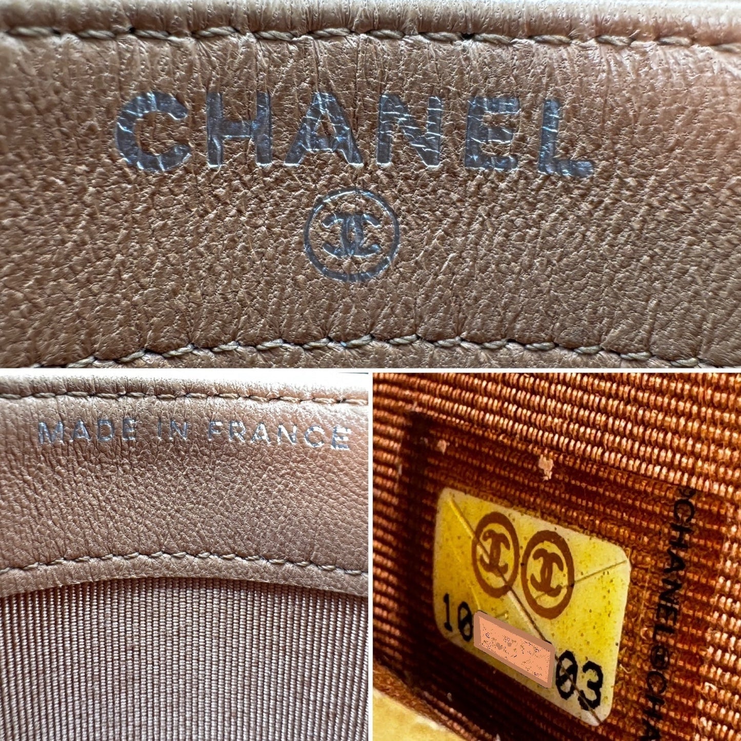 Chanel Vintage Lambskin Quilted Dark Beige CC Card Holder