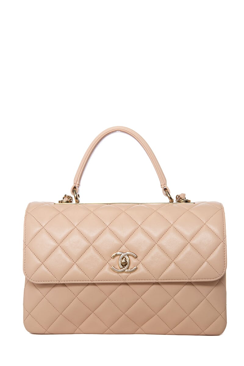 Chanel Blush Lambskin "Trendy" Handbag W/ Gold HW