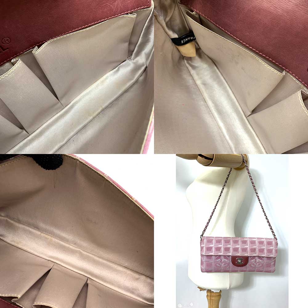Chanel Nylon Jacquard Chain Shoulder Bag Pink