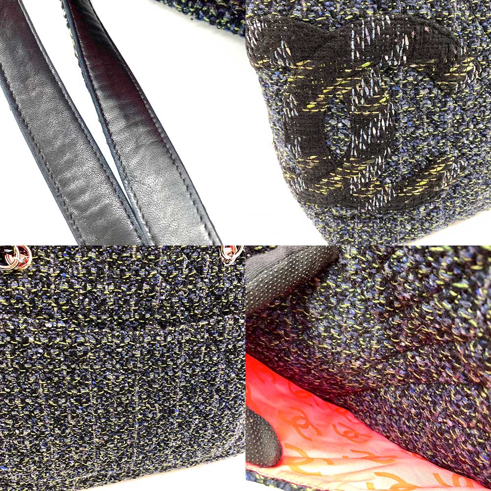 Chanel Cambon Tweed Large Tote Bag Navy