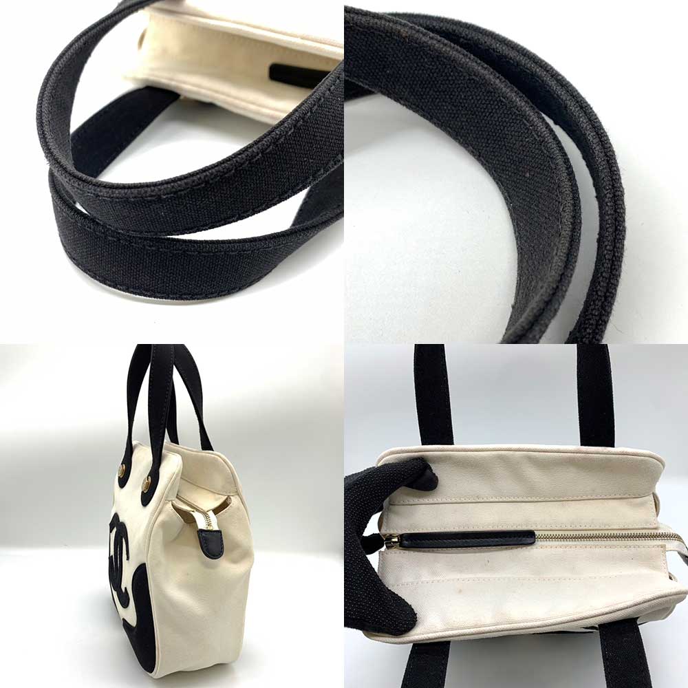 Chanel Canvas Marshmallow Handbag Ivory Black