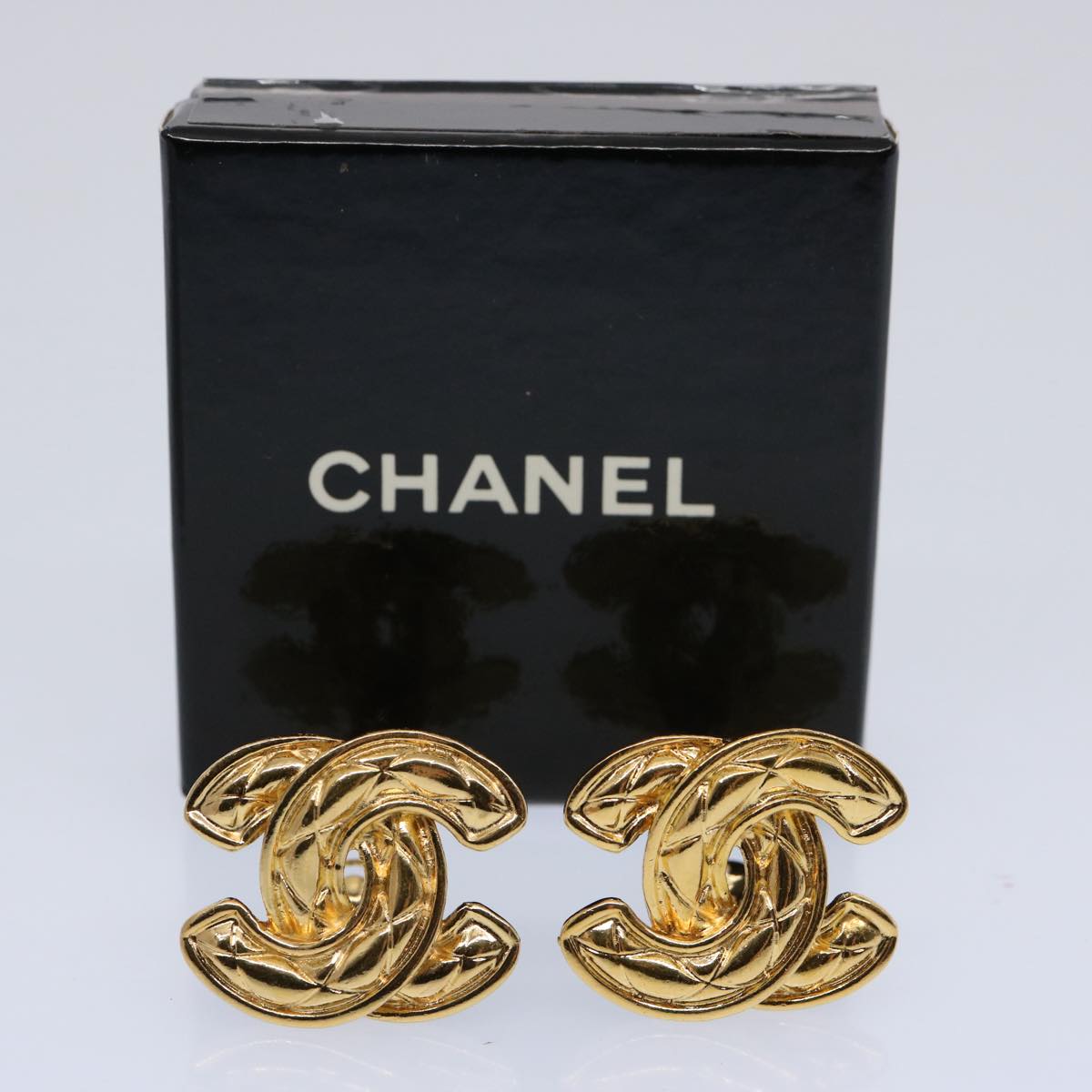 CHANEL COCO Mark Earring Gold Tone CC 60078A