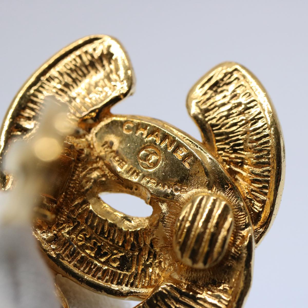 CHANEL COCO Mark Earring Gold Tone CC 60078A