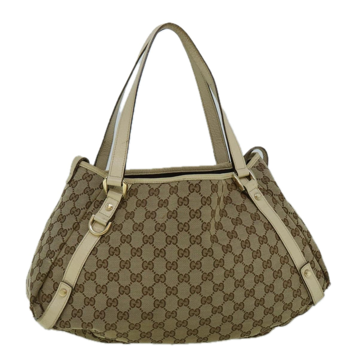 GUCCI GG Canvas Tote Bag Beige White 130736 60142