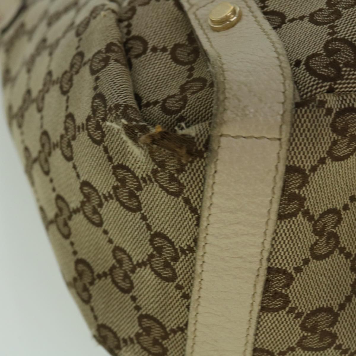 GUCCI GG Canvas Tote Bag Beige White 130736 60142
