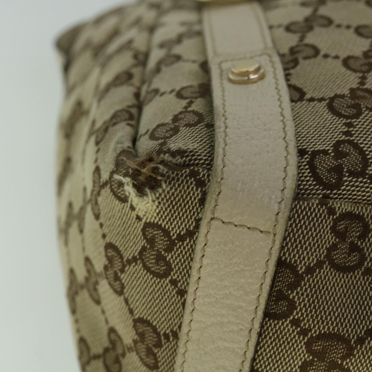 GUCCI GG Canvas Tote Bag Beige White 130736 60142