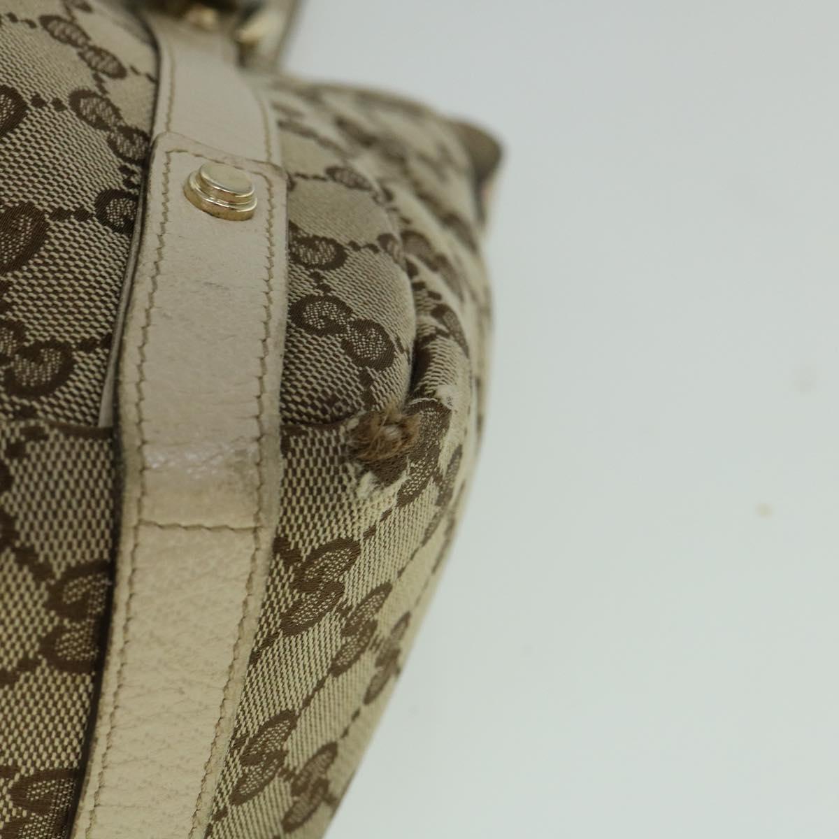 GUCCI GG Canvas Tote Bag Beige White 130736 60142