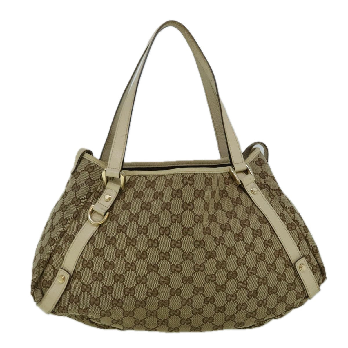 GUCCI GG Canvas Tote Bag Beige White 130736 60142