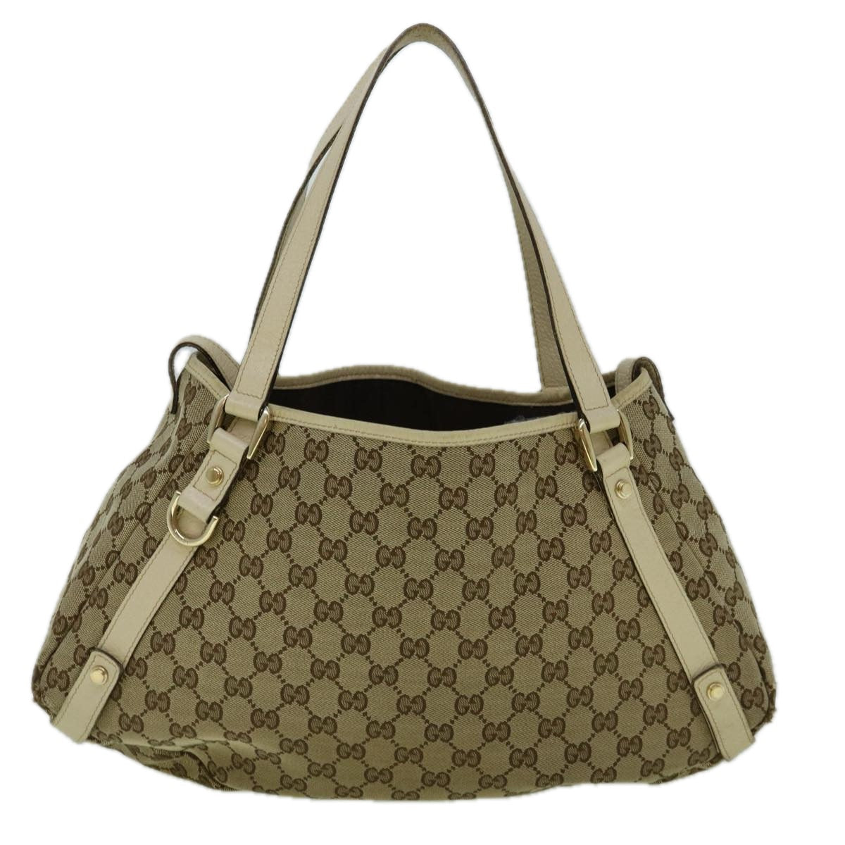 GUCCI GG Canvas Tote Bag Beige White 130736 60142