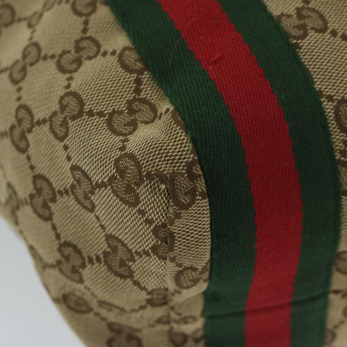 GUCCI GG Canvas Web Sherry Line Tote Bag Beige Red Green 189669 60144