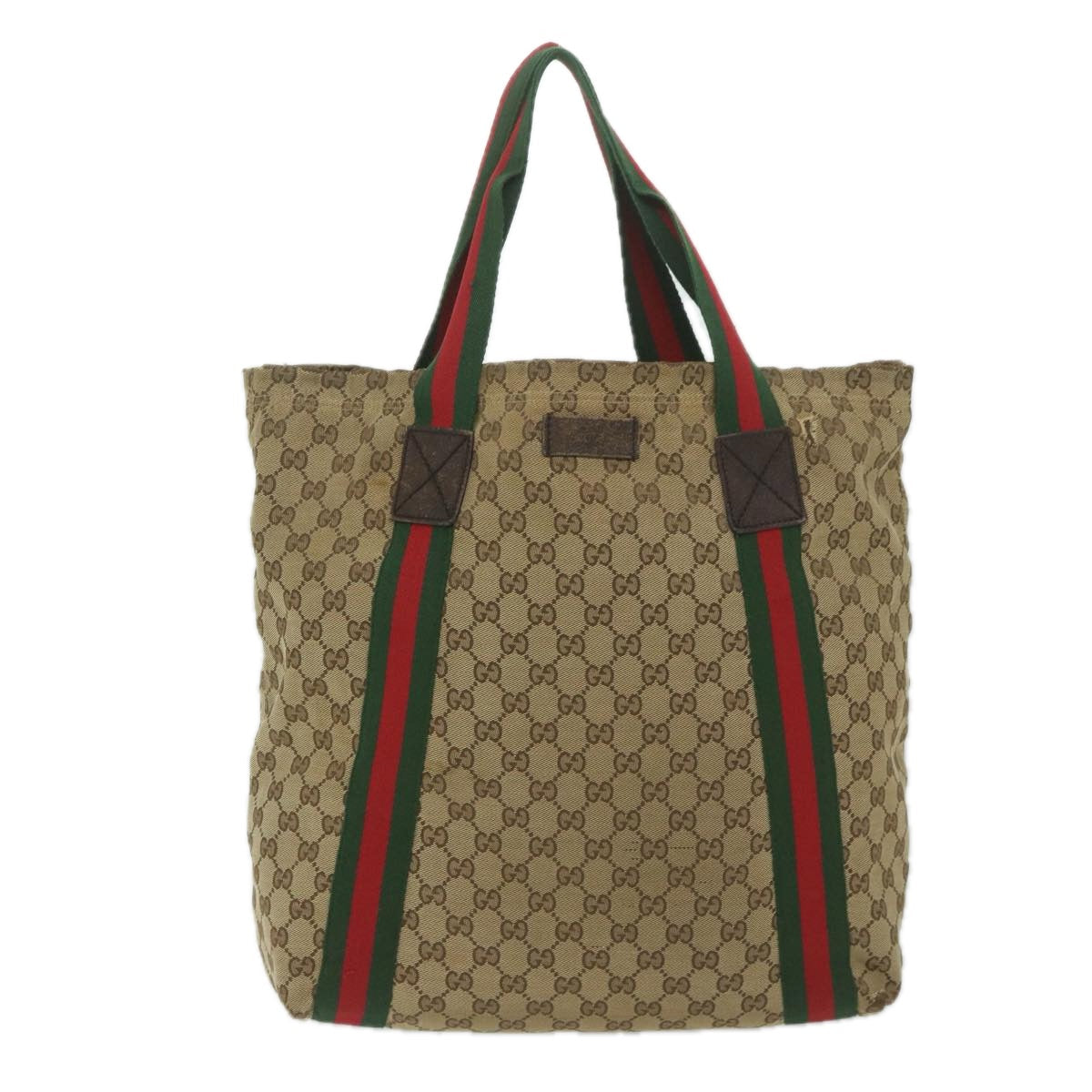 GUCCI GG Canvas Web Sherry Line Tote Bag Beige Red Green 189669 60144