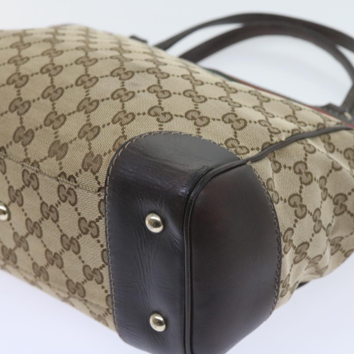 GUCCI GG Canvas Web Sherry Line Tote Bag Red Beige Green 257061 60154