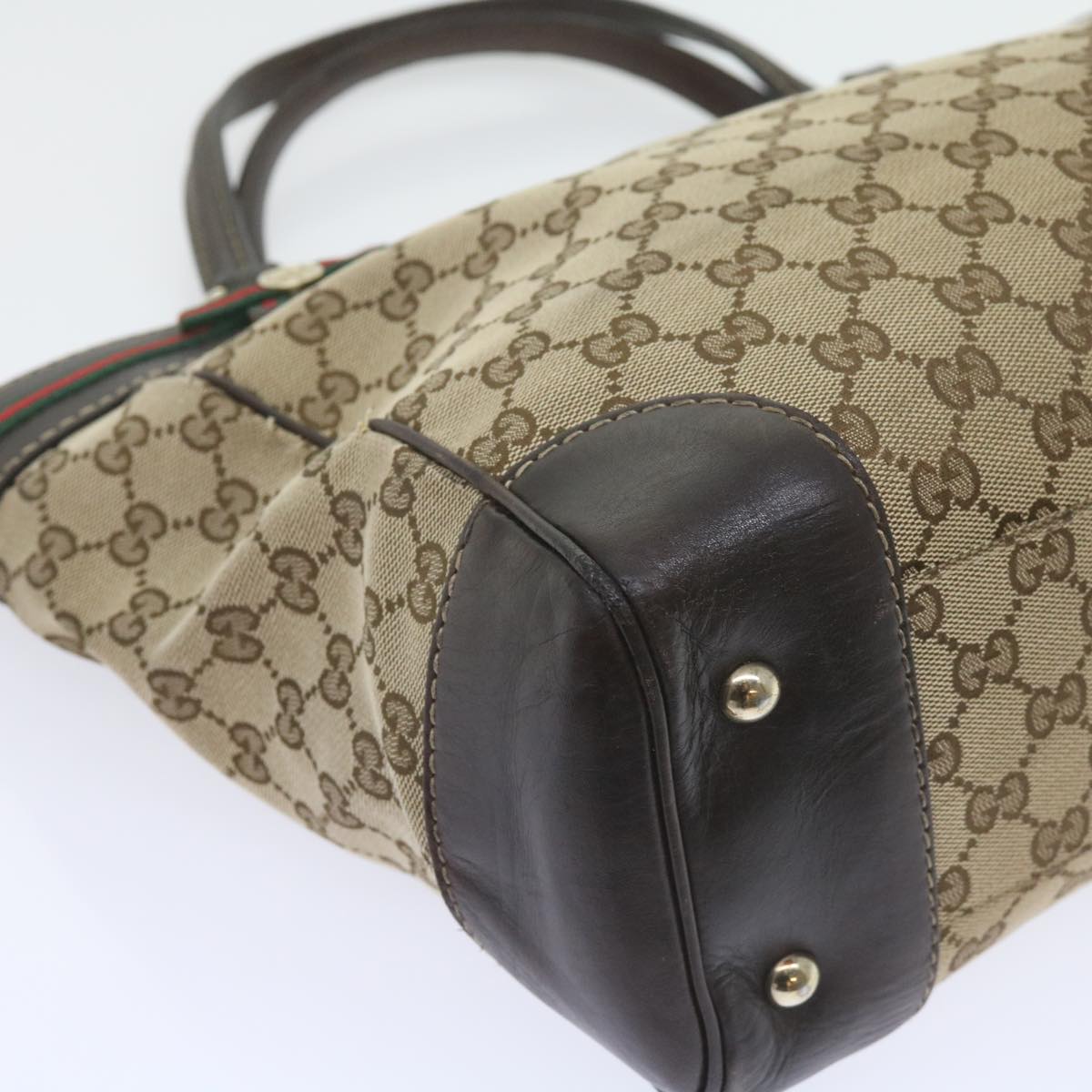 GUCCI GG Canvas Web Sherry Line Tote Bag Red Beige Green 257061 60154