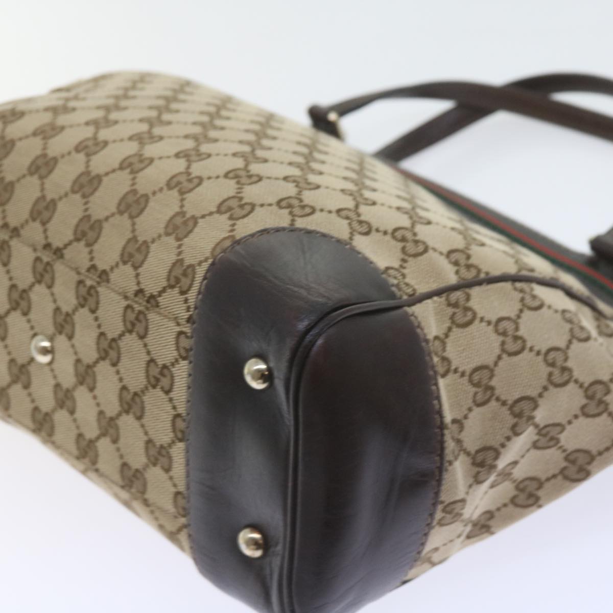 GUCCI GG Canvas Web Sherry Line Tote Bag Red Beige Green 257061 60154