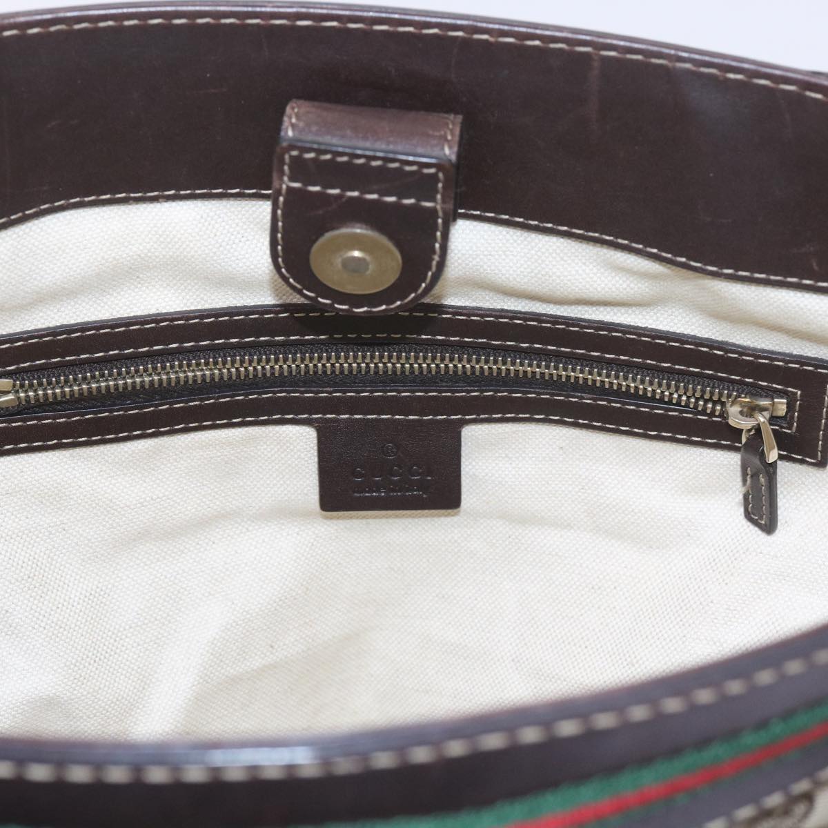 GUCCI GG Canvas Web Sherry Line Tote Bag Red Beige Green 257061 60154
