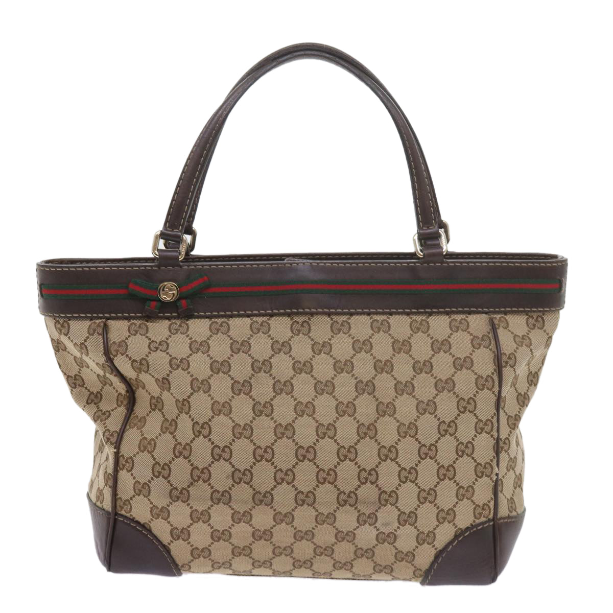 GUCCI GG Canvas Web Sherry Line Tote Bag Red Beige Green 257061 60154