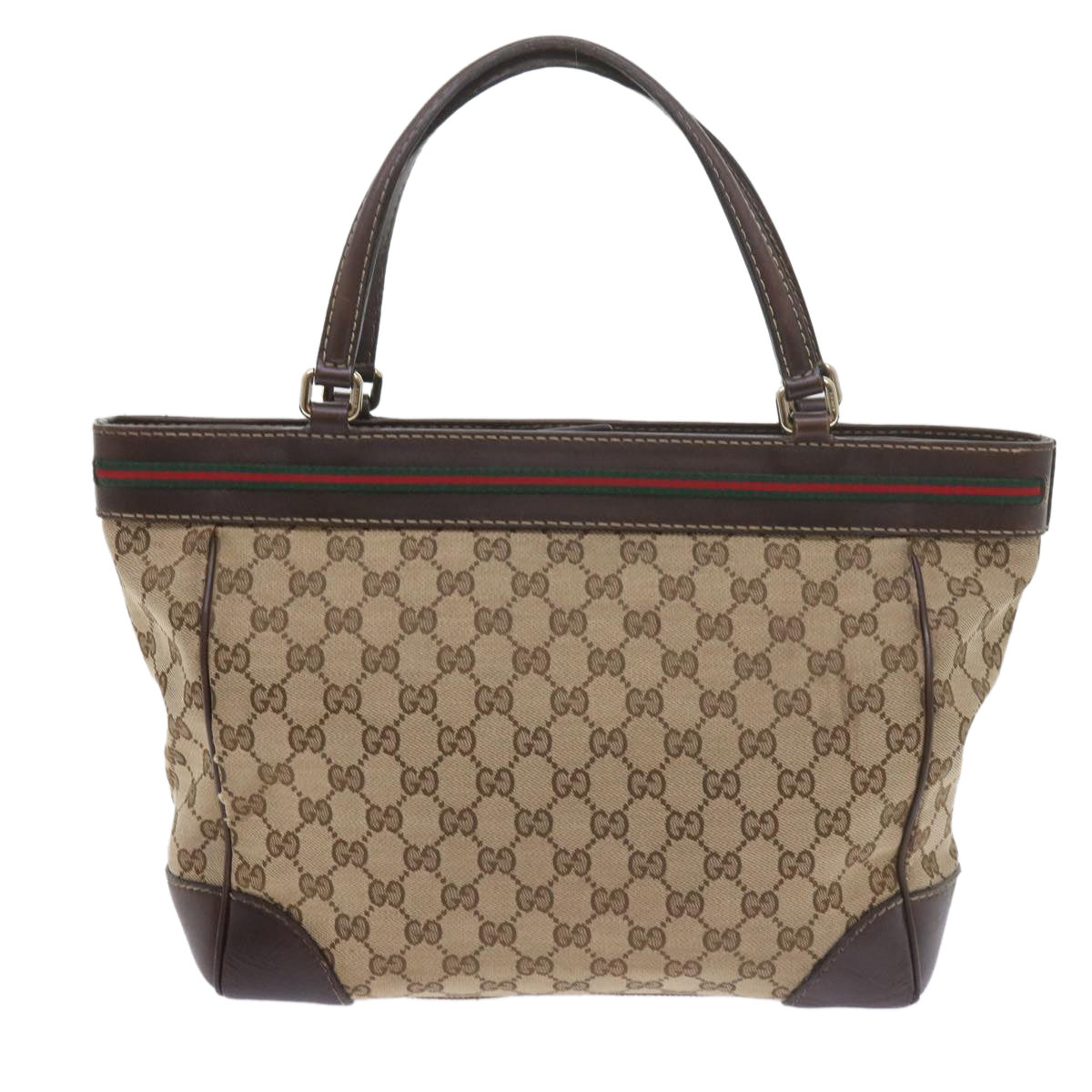 GUCCI GG Canvas Web Sherry Line Tote Bag Red Beige Green 257061 60154