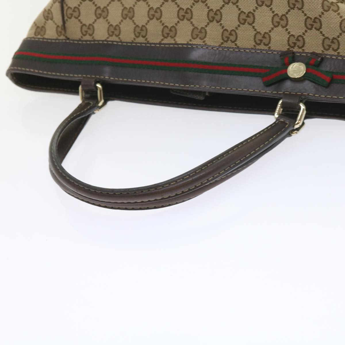 GUCCI GG Canvas Web Sherry Line Tote Bag Red Beige Green 257061 60154
