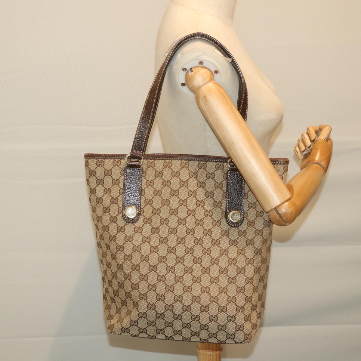GUCCI GG Canvas Tote Bag Beige 153009 60155