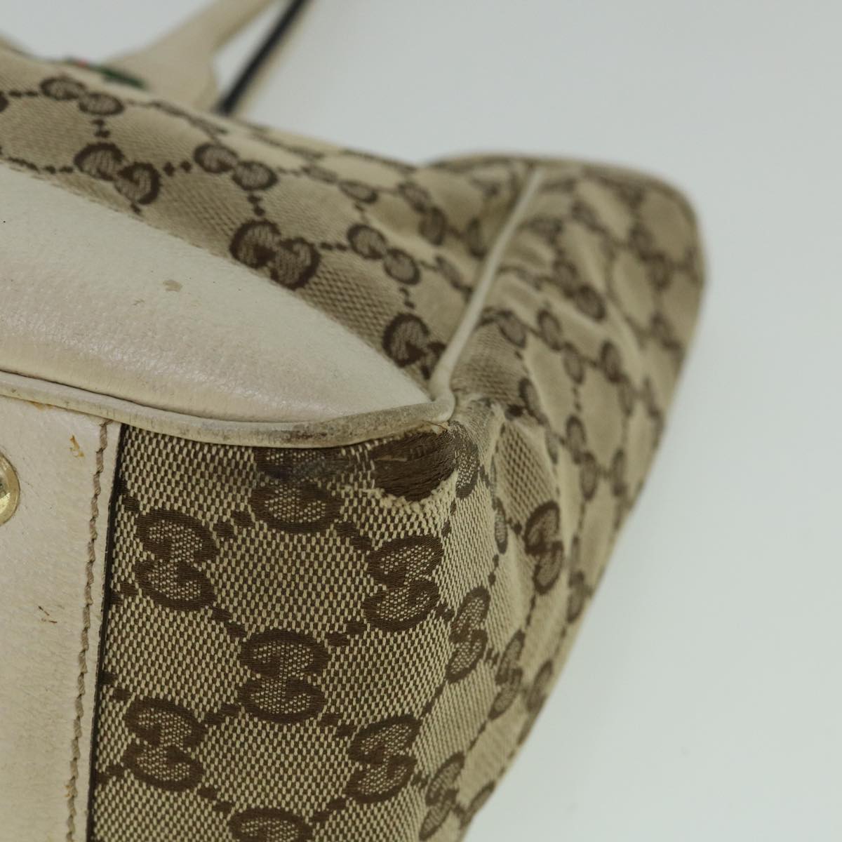 GUCCI GG Canvas Web Sherry Line Tote Bag Beige Red Green 163805 60259