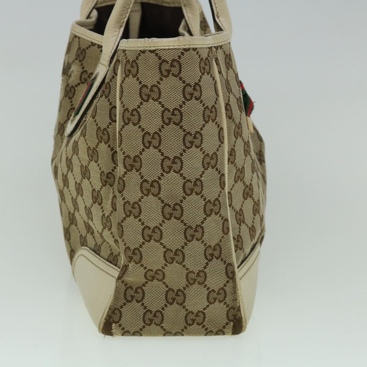 GUCCI GG Canvas Web Sherry Line Tote Bag Beige Red Green 163805 60259