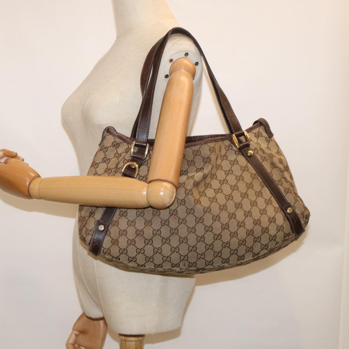 GUCCI GG Canvas Tote Bag Beige 130736 60262