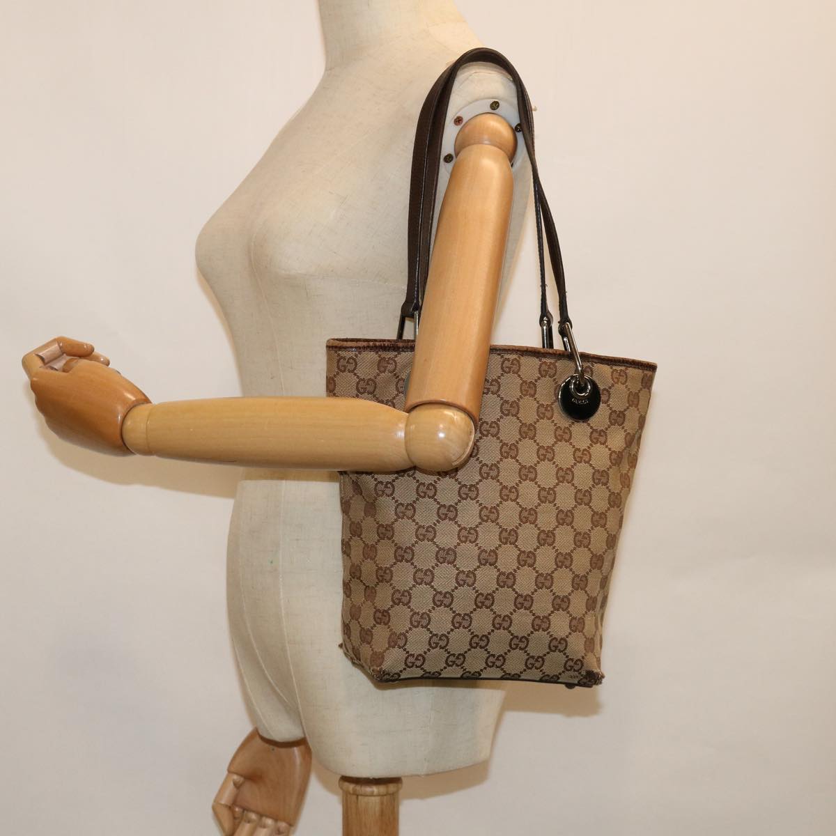GUCCI GG Canvas Tote Bag Beige 120840 60264