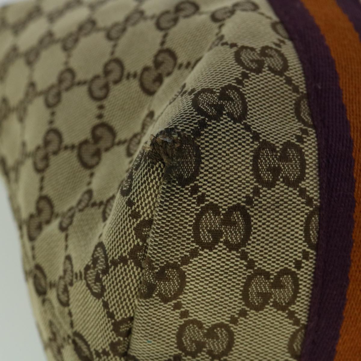 GUCCI GG Canvas Sherry Line Tote Bag Beige Orange purple 137396 60386
