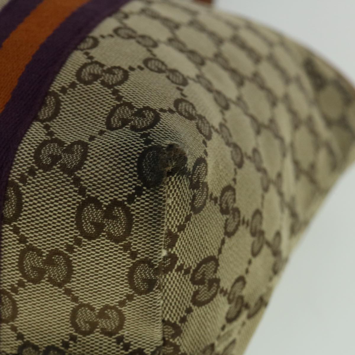 GUCCI GG Canvas Sherry Line Tote Bag Beige Orange purple 137396 60386