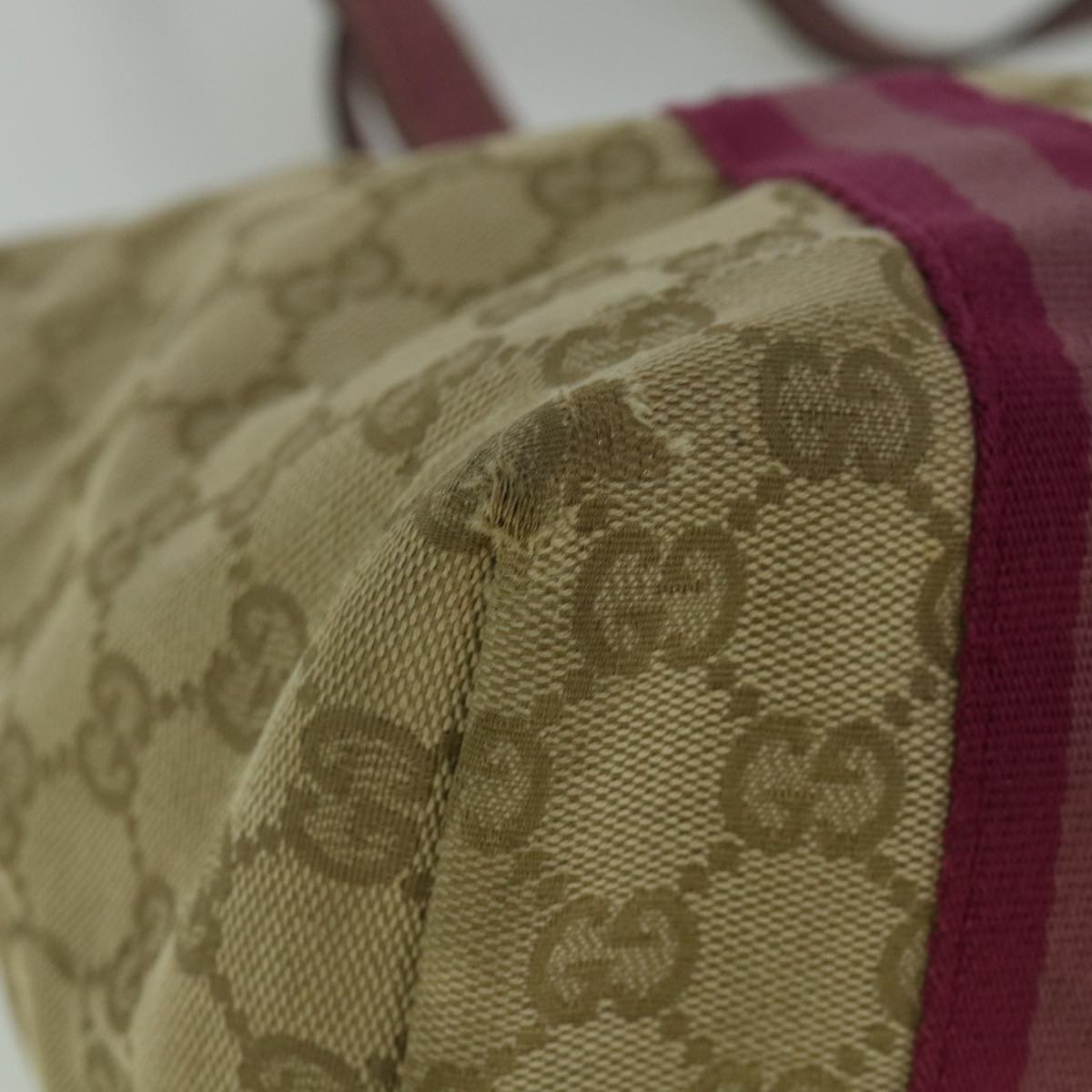 GUCCI GG Canvas Sherry Line Tote Bag Beige Pink 137396 60391