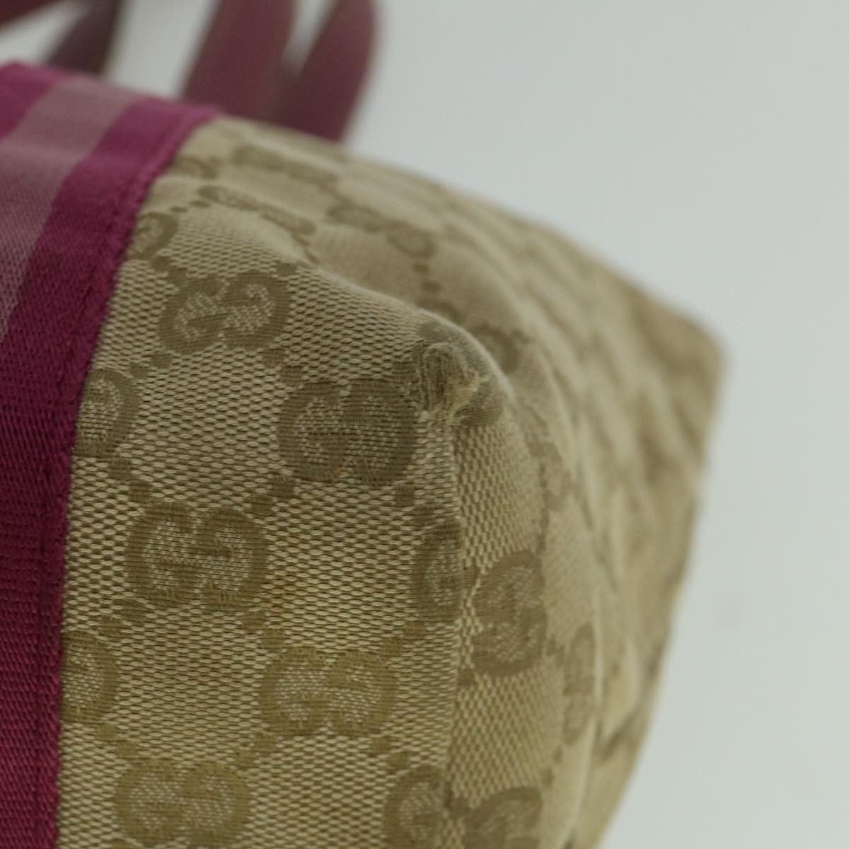 GUCCI GG Canvas Sherry Line Tote Bag Beige Pink 137396 60391